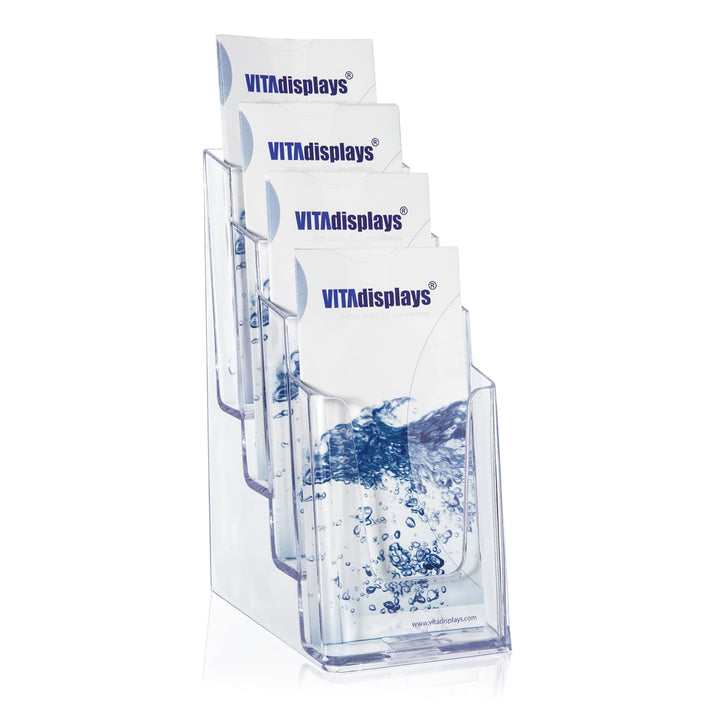 2 Stk. DIN lang DL Tischprospektständer mit vier Etagen, trifold- Flyerständer, transparenter Flyerh