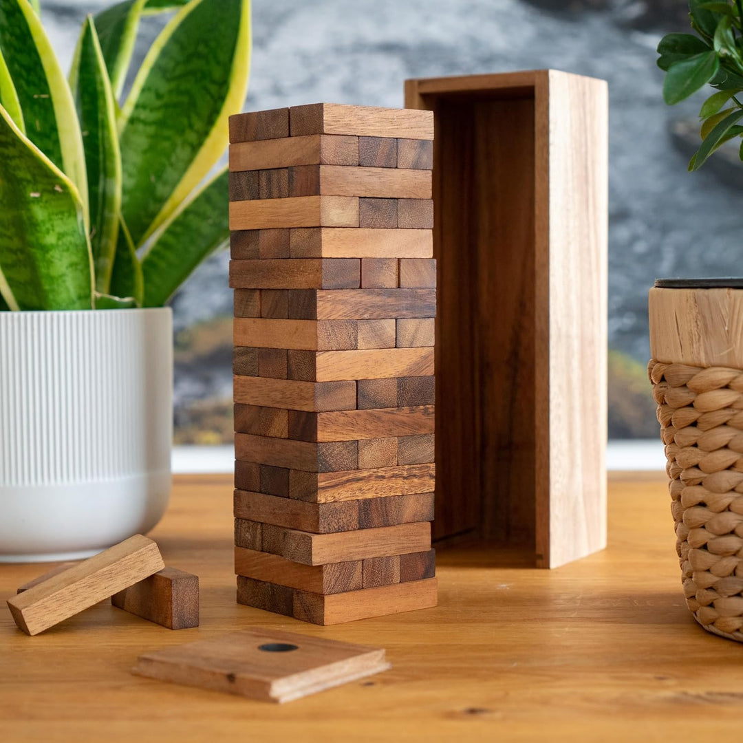 LOGOPLAY Wackel Turm Gr. XL - 30 cm Höhe - Condo - Holzturm - Geschicklichkeitsspiel - Gesellschafts