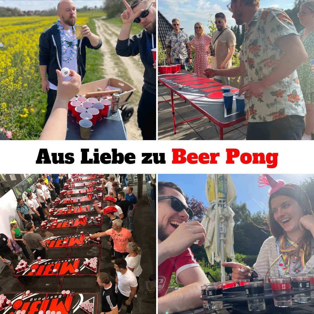 MYBEERPONG® Bierpong Tisch Classic + 6 Tischtennisbälle | Schwarzes Beer Pong Set als Gadget für Par
