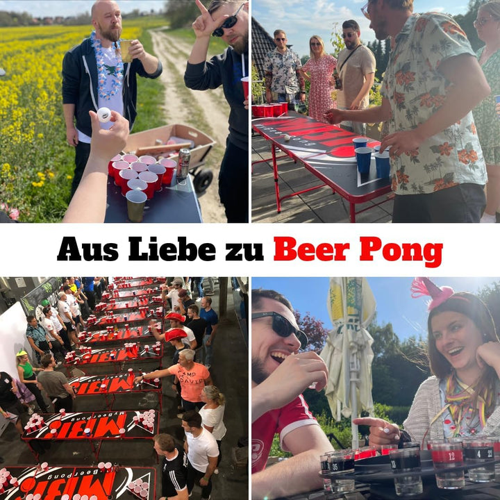 MYBEERPONG® Bierpong Tisch Classic + 6 Tischtennisbälle | Schwarzes Beer Pong Set als Gadget für Par