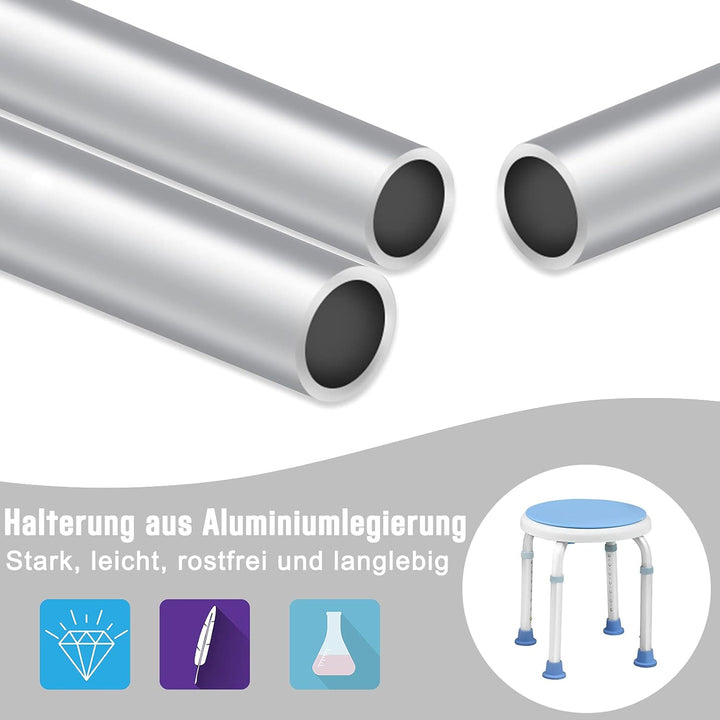 Aufun Duschhocker mit Griff aus Alu und Kunststoff, Höhenverstellbarer 37-53 cm Duschstuhl, um 360 °
