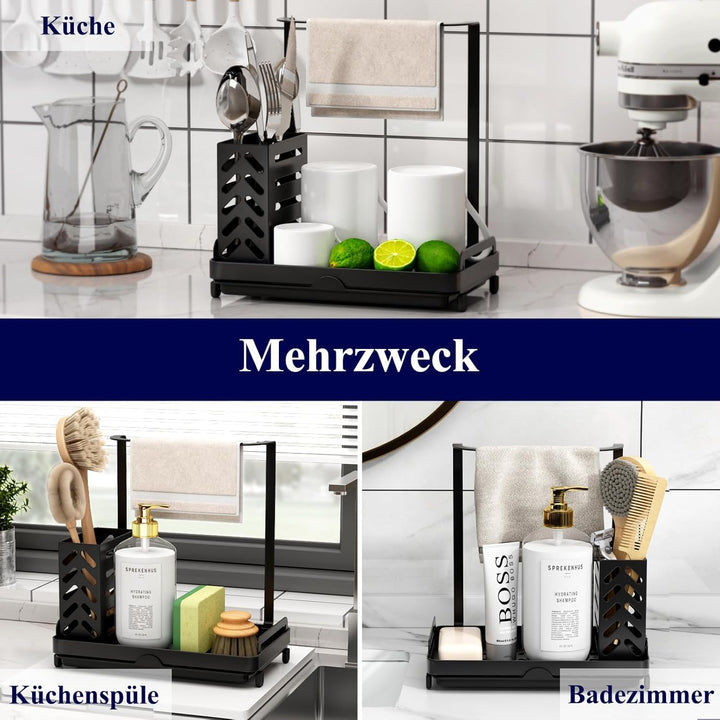 Kitsure Küchen Organizer - Spülbecken Organizer aus Edelstahl, Multifunktionaler Organizer Küchen mi
