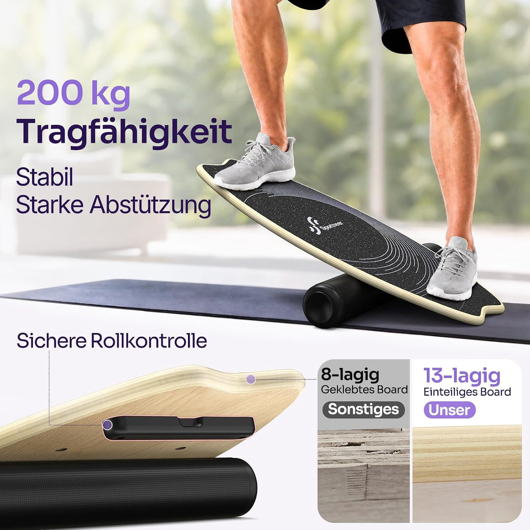 Balance Board Holz: Sportneer Indoorboard Skateboard, Indoor Surfboard Trickboard und Gleichgewichts