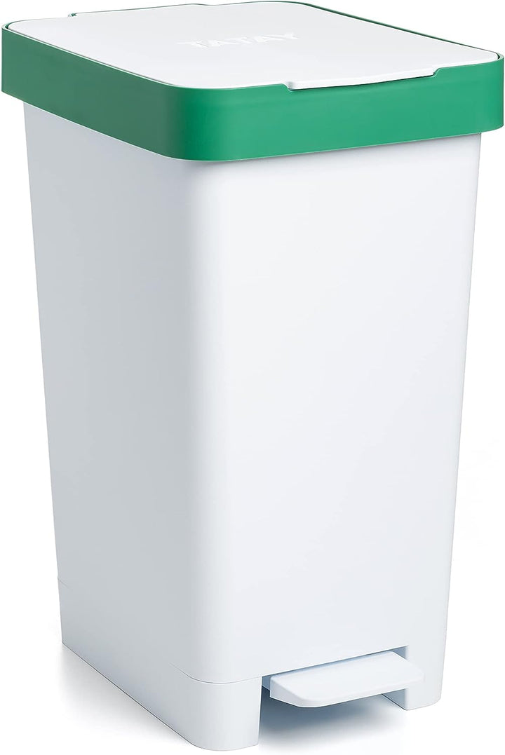 TATAY Mülleimer Küche Smart, 25L Fassungsvermögen, Einziehbares Pedal, Polypropylen, BPA-frei, 30L M