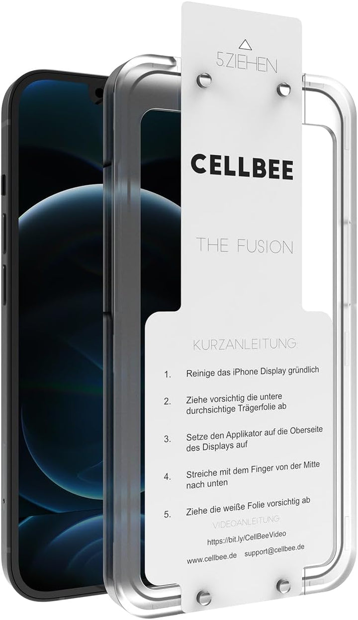 CELLBEE Kompatibel mit iPhone 13 Pro Max Panzerfolie The Fusion, inkl. Easy Install Applikator, Unsi