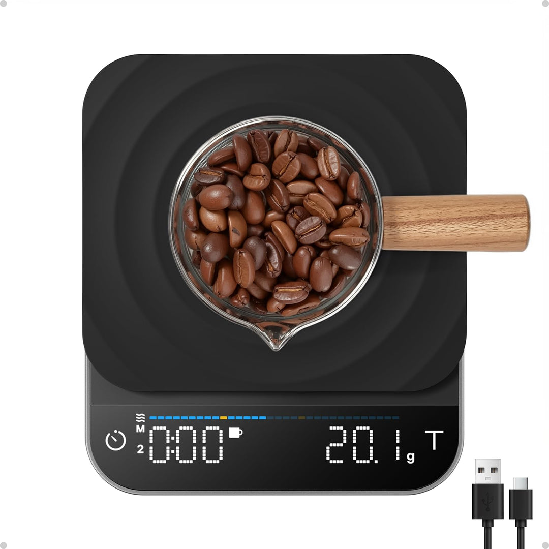 RENPHO Digitale Kaffeewaage mit Timer, Wiederaufladbare 0,1g/3kg Präzise Espressowaage mit Automatis