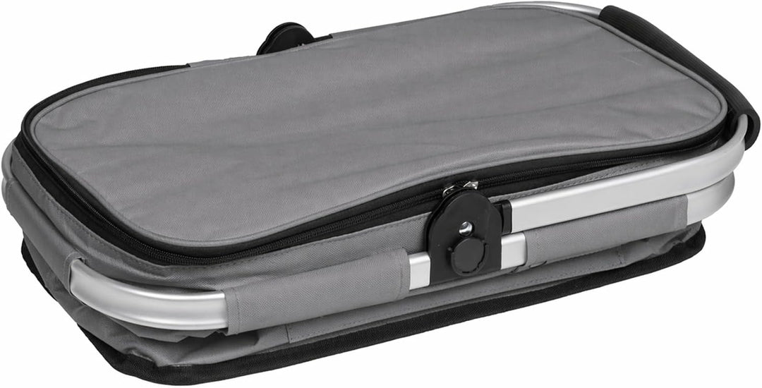 Alu Einkaufskorb Thermo Korb Klapp Kühltasche faltbar Picknick Camping Blau Grau Schwarz (Grau), Gra