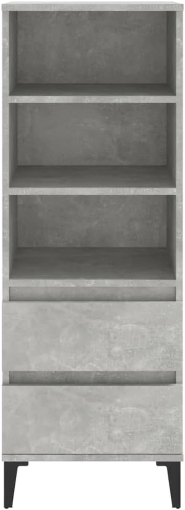 Makastle Modern Hochregal mit 3 offene Fächer & 2 Schubladen, Vitrinenschrank Bücherregal Bücherschr