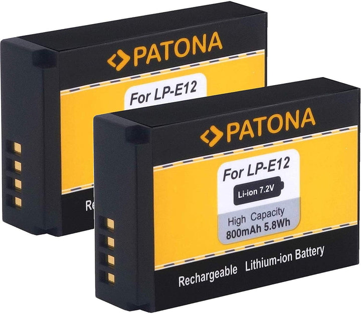 PATONA LP-E12 Akku Pack mit Ladegerät 141652 (voll Integriertes USB Kabel) - Kompatibel mit Canon EO