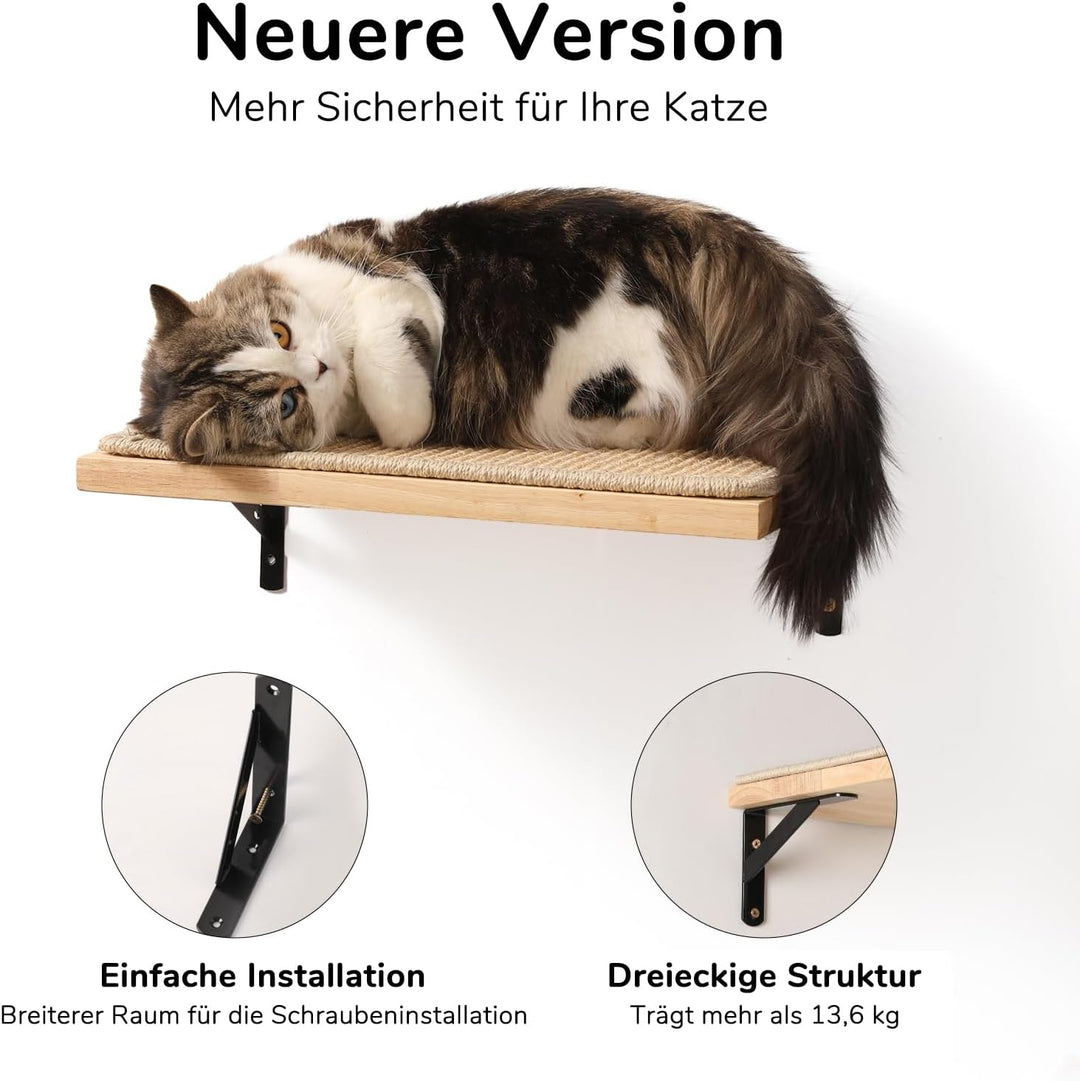 FUKUMARU Kletterwand Katzen, Katzenbett Wand aus 2cm dickem massivem Gummiholz mit widerstandsfähige