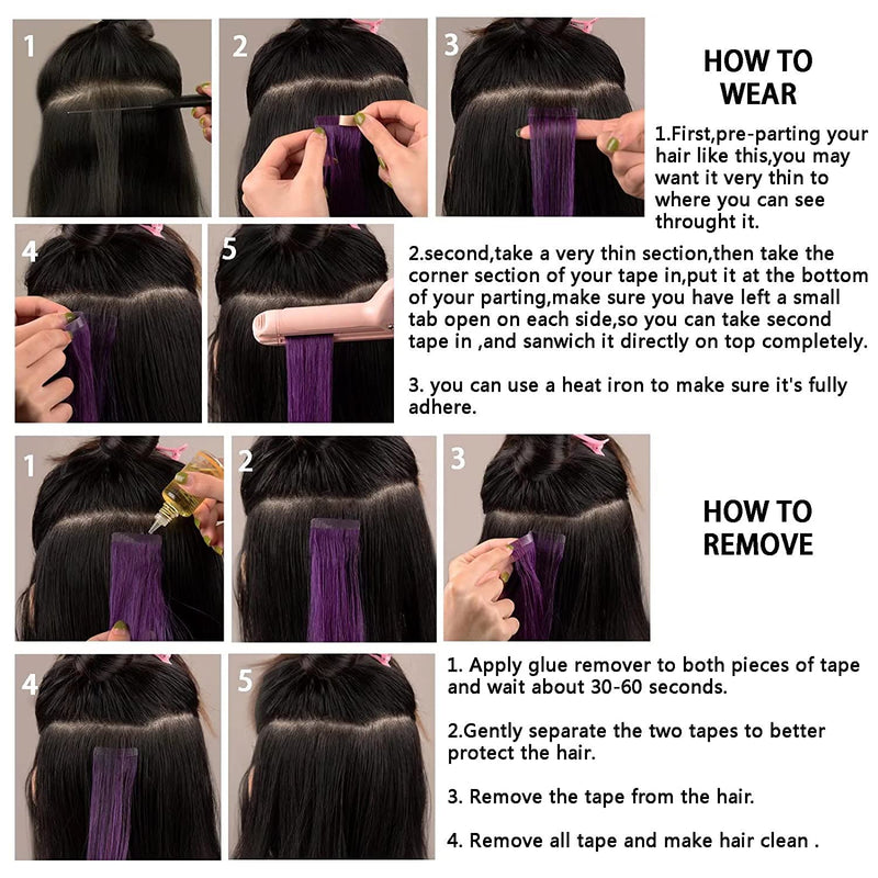 HotLulana Tape Extensions Echthaar 40stück 80g Jet Schwarz Skin Weft Extensions echthaar 100% Natürl