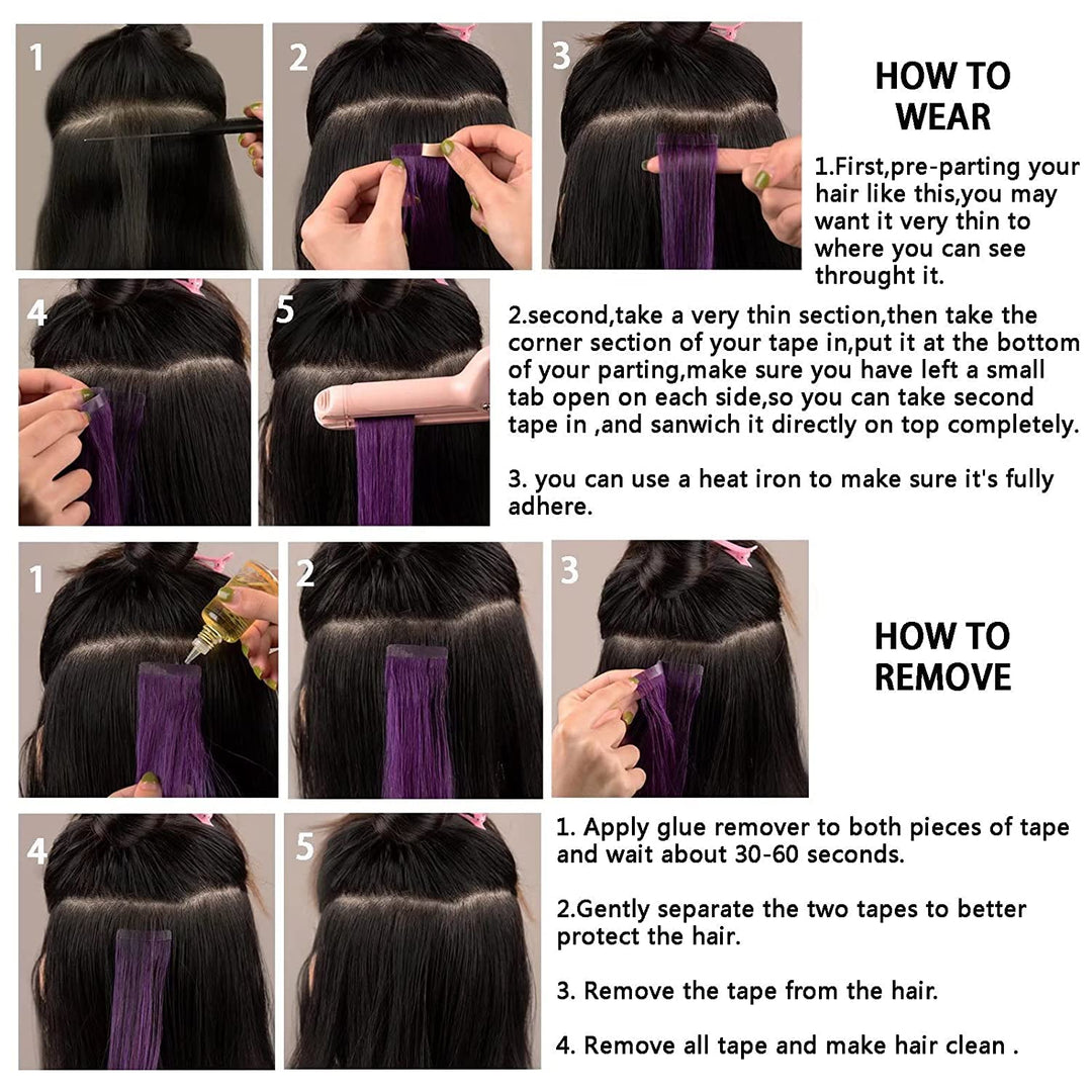 HotLulana Tape Extensions Echthaar 40stück 80g Jet Schwarz Skin Weft Extensions echthaar 100% Natürl