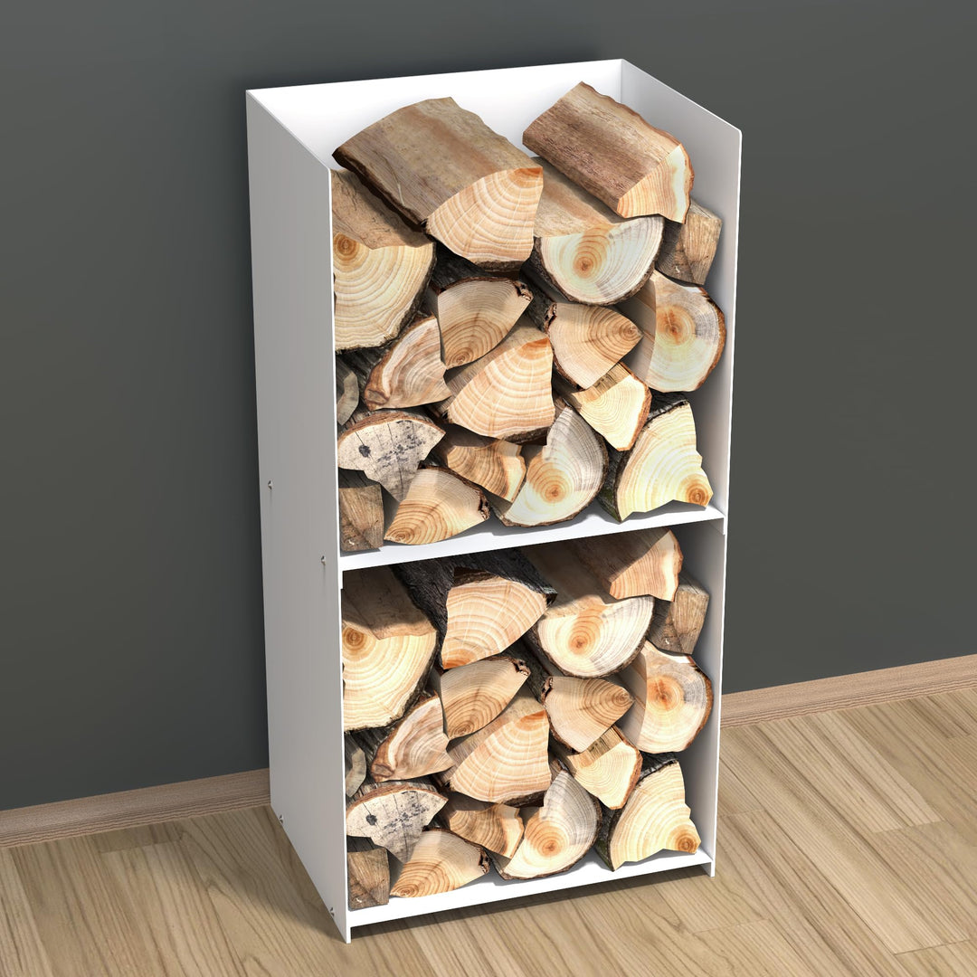 teileplus24 BHS4 Kaminholzregal Innen Aussen | Brennholzregal Metall | Kaminholzkorb | Industrial Lo