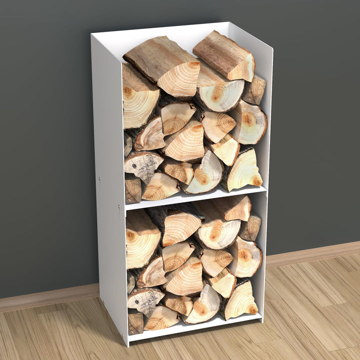 teileplus24 BHS4 Kaminholzregal Innen Aussen | Brennholzregal Metall | Kaminholzkorb | Industrial Lo
