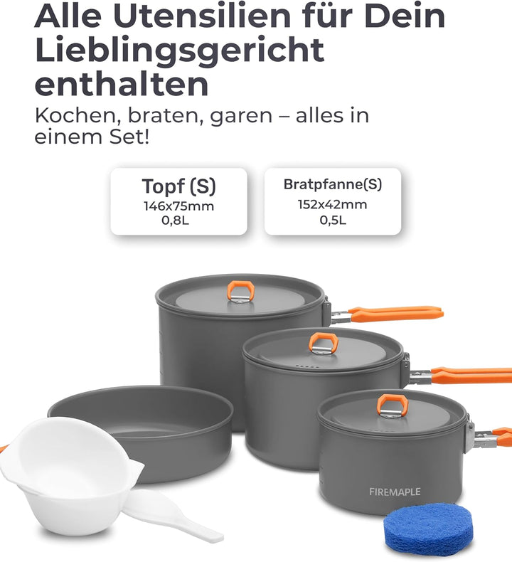 Fire-Maple Feast Camping Geschirr Set aus Edelstahl und eloxiertem Aluminium Feast Feast 1, Feast 1