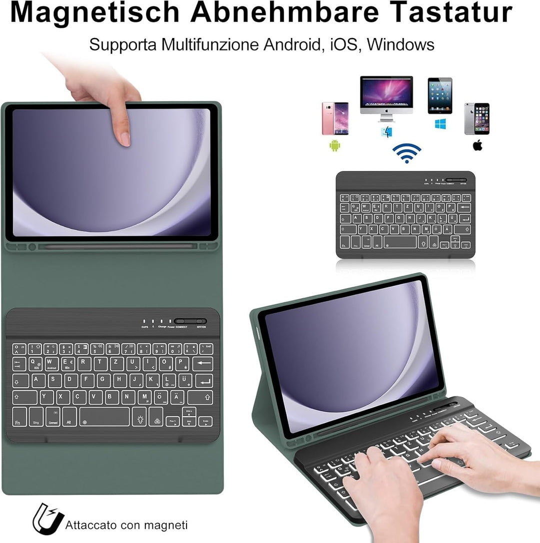 IVEOPPE Hülle mit Tastatur für Samsung Galaxy Tab A9 8.7", Tastatur für Samsung Tablet A9 2023, Magn