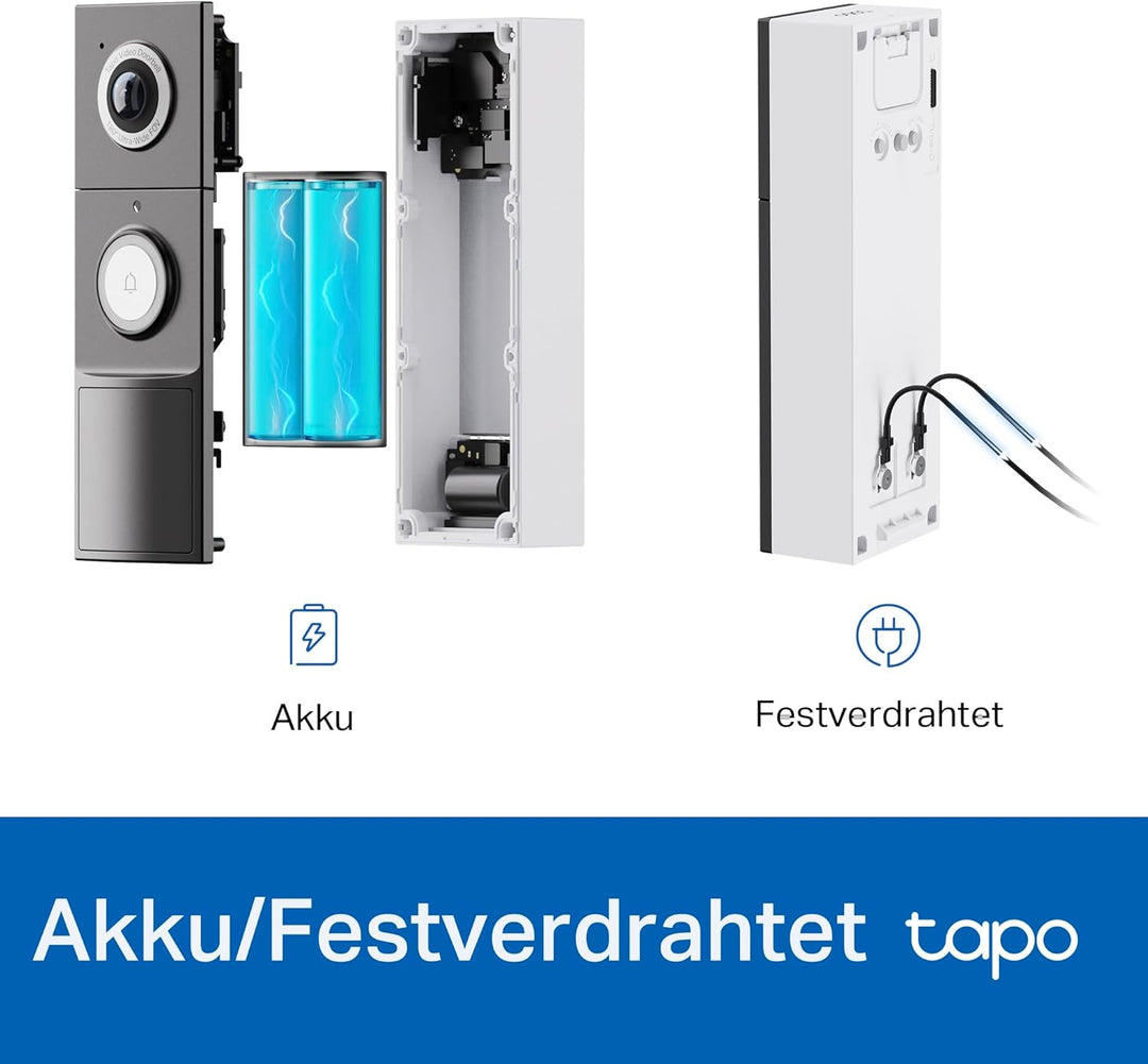 Tapo D235 Video-Türklingel Akku/Festverdrahtet (Video Doorbell) | Türklingel mit Kamera, 2K 5MP, Far