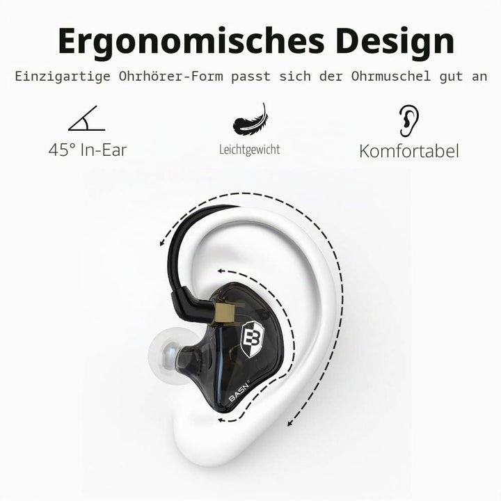 BASN Bsinger In-Ear-Monitore Geräuschisolierende Kopfhörer, Dual-dynamische Treiber High Definition