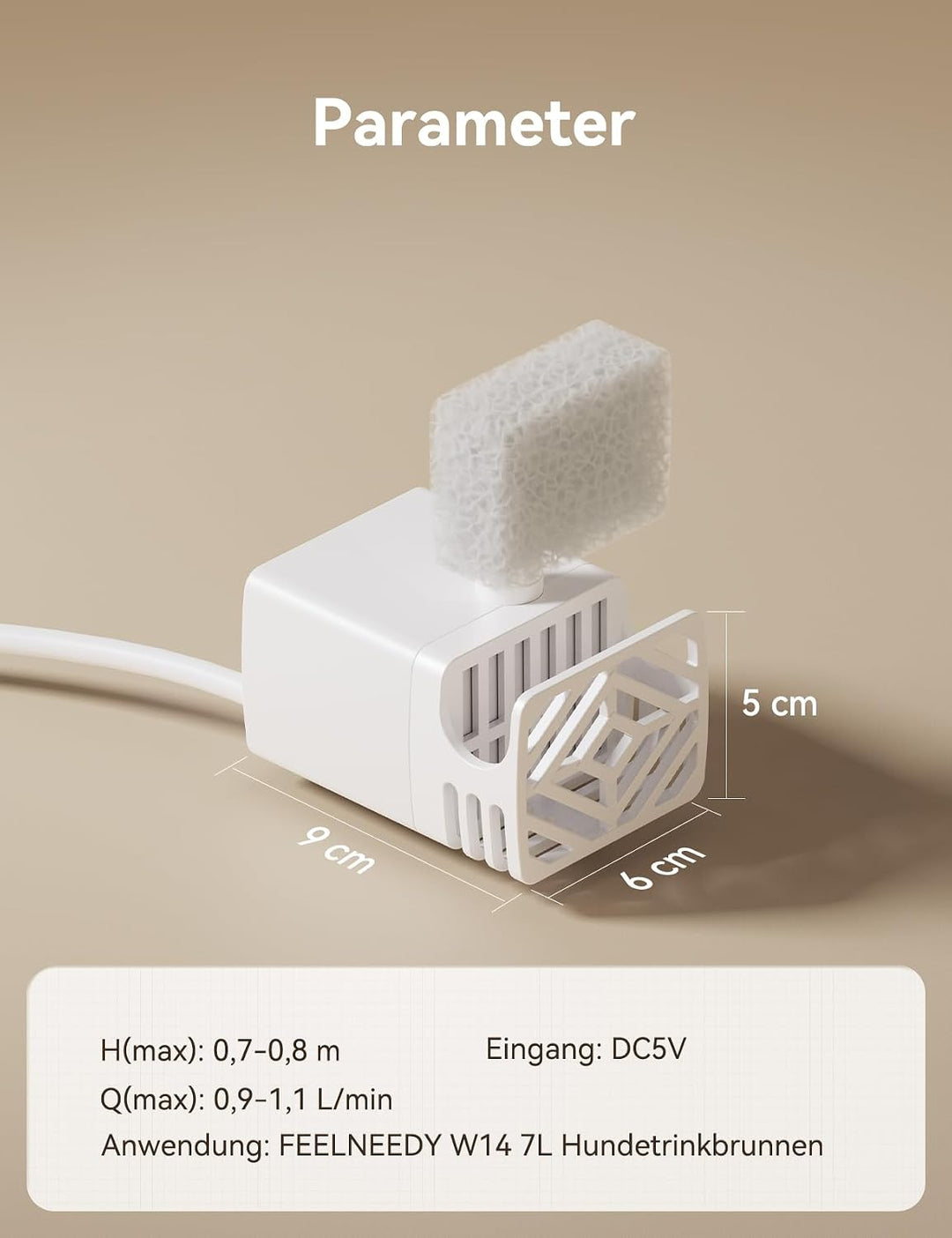 FEELNEEDY Ersatz-Wasserpumpe für 7L Trinkbrunnen für Hunde FN-W14