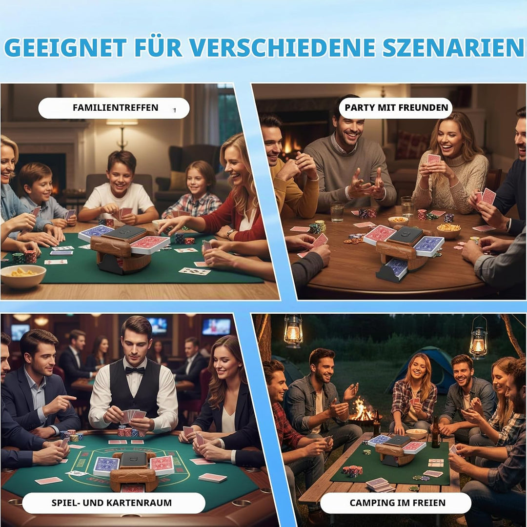 Automatischer Kartenmischer mit 2 Modi – Kompatibel mit Poker, Bridge, UNO &amp; mehr – Wiederverwendbar