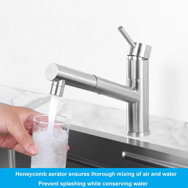 Küchenarmatur Ausziehbar mit 2 Strahlarten, Wasserhahn Küche 150° Drehbar, Einhandmischer Mischbatte