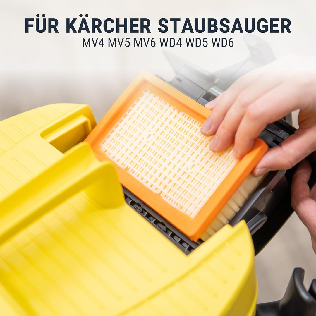 3 Filter für Kärcher Staubsauger Filter Flachfaltenfilter passend für WD4, WD5, WD6 / MV4, MV5, MV6