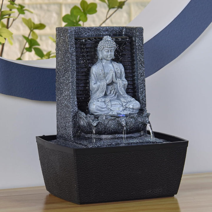 Zen Light scfrb1 Zimmerbrunnen Mauer Buddha Gebet Dunkelgrau/Schwarz 20 x 15 x