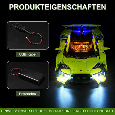 cooldac Led Licht Kit für Lego 42161 Lamborghini Huracán Tecnica, Kreative Dekorlichter Set Kompatib