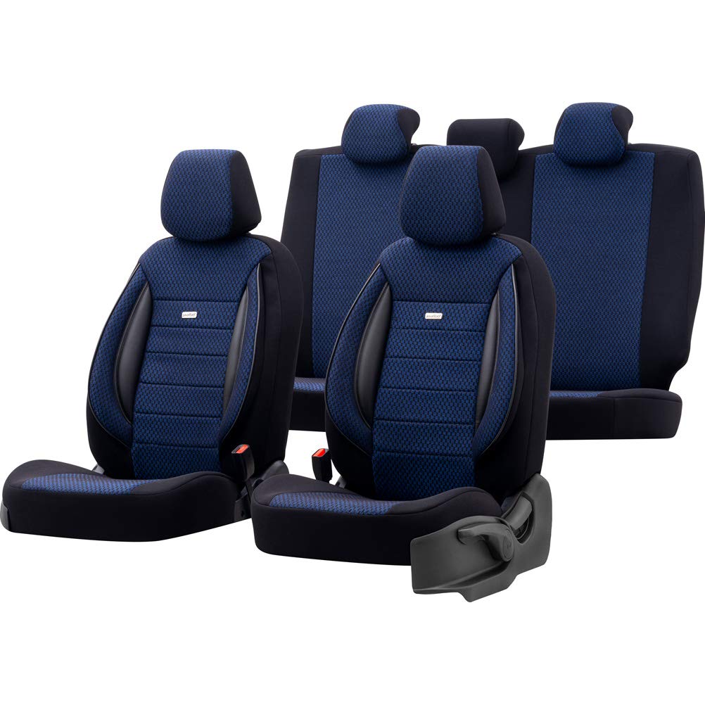 Universelle Stoff Sitzbezüge 'SelectedFit Sports' Schwarz/Blau - 11-Teilig- - kompatibel mit Side-Ai