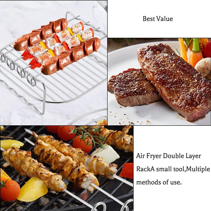 Heissluftfritteuse Zubehör, dellyy Airfryer Zubehör, Air Fryer Rack 17 cm, Rack Heissluftfritteuse,