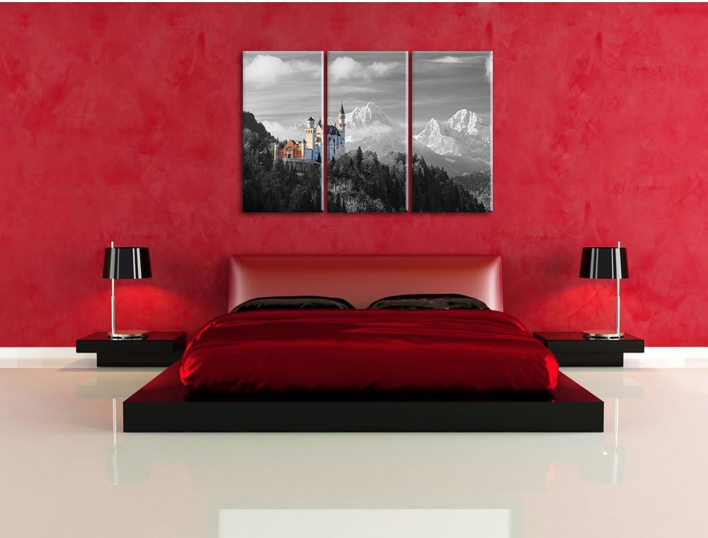 Pixxprint Schloss Neuschwanstein als Leinwandbild/Grösse: 3 Teilig (120x80) cm/Wandbild/Kunstdruck/f