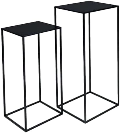 PrimoLiving 2er Set Metall Blumenhocker/Beistelltisch 77792 eckig schwarz Gr. L+XL 2er Set: L+XL, 2e