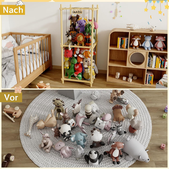 Kuscheltier Aufbewahrung Kinderzimmer, 122*53CM Holz Kinder Spielzeug Regal für Kuscheltiere, Stofft