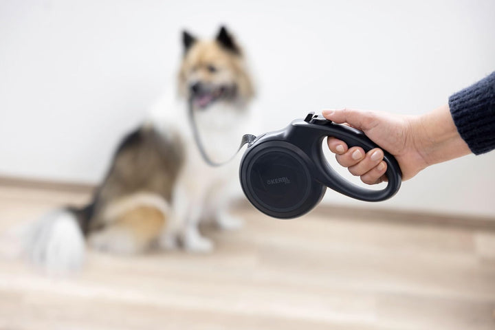 Kerbl Pet Rollleine, Hundeleine, anthrazit, 5 m, für Hunde bis 50 kg, Lange Flexi Leine, ergonomisch