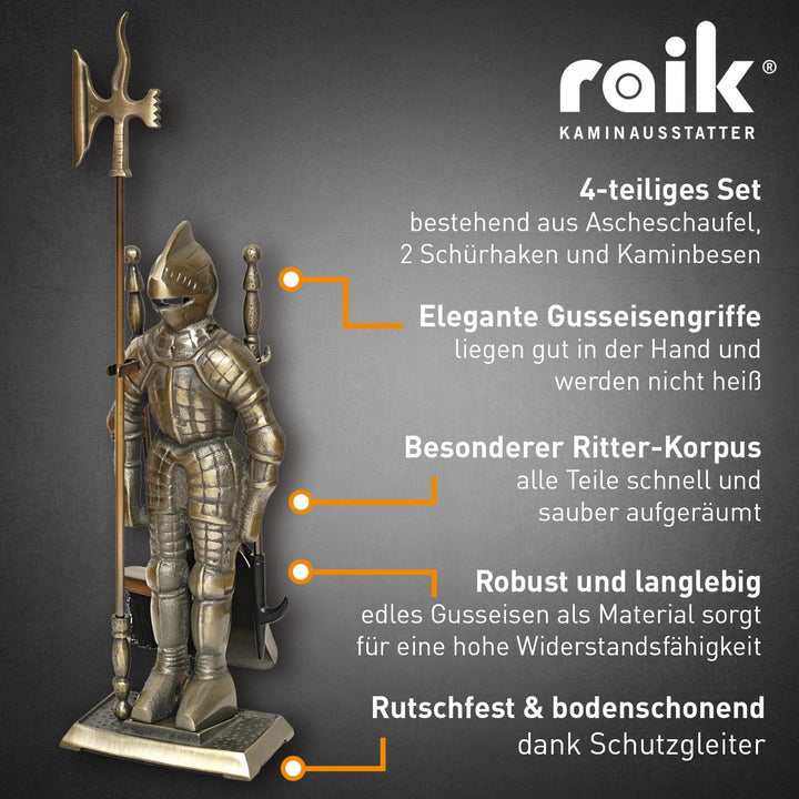 raik R1003 Kaminbesteck Ritter Kunibert, 4-teilig, 73,5, 4