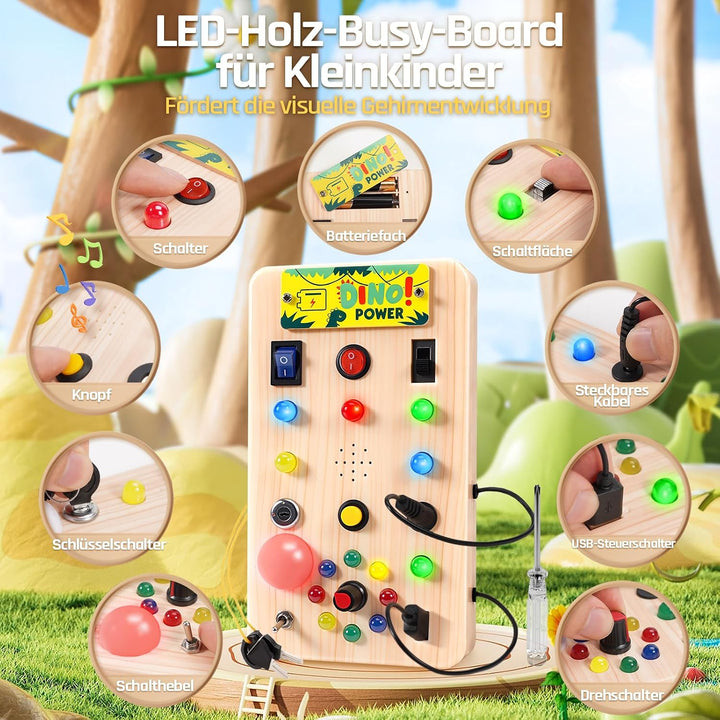 WEARXI Montessori Spielzeug ab 1 Jahr Busy Board mit Musik und 15 LED, Kinderspielzeug ab 1 Jahr, Os
