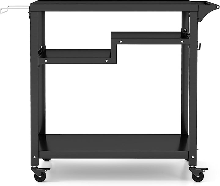 GOPLUS Grillwagen, Grilltisch Outdoor mit Griff, 4 Ablagen, Haken & Rollen, multifunktionaler Pizzat