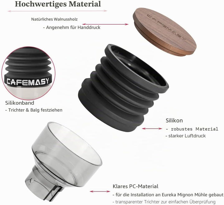 Einzeldosier-Trichter mit Faltenbalg, Kapazität: 90 g, transparent, Einzeldosierung, kompatibel mit