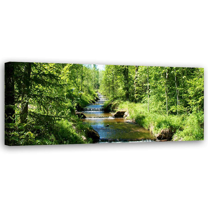 Feeby Leinwandbild Wald Bild Kunstdruck Landschaft Grün 150x50 cm Leinwandbild 150x50 cm Grün_c, Lei