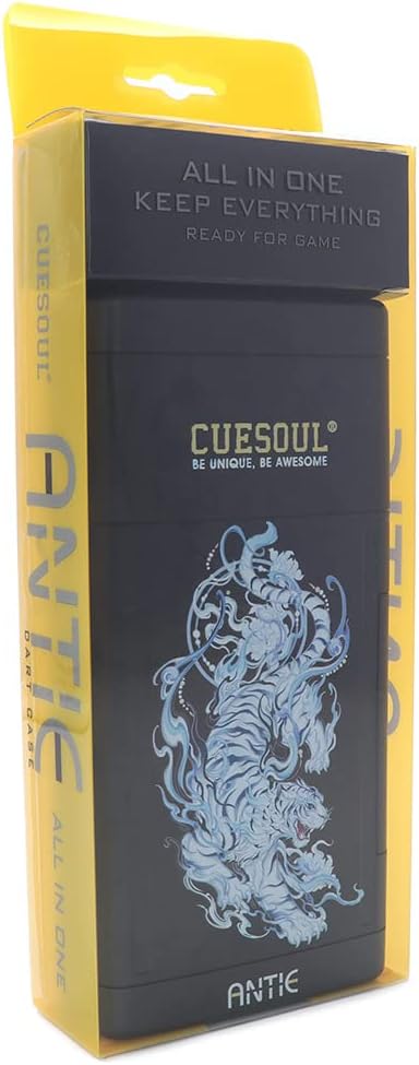 CUESOUL ANTIE Hard Dart Case, Hält 6 Steeldarts/Soft Tip Darts und zusätzliches Zubehör, mit Vier my