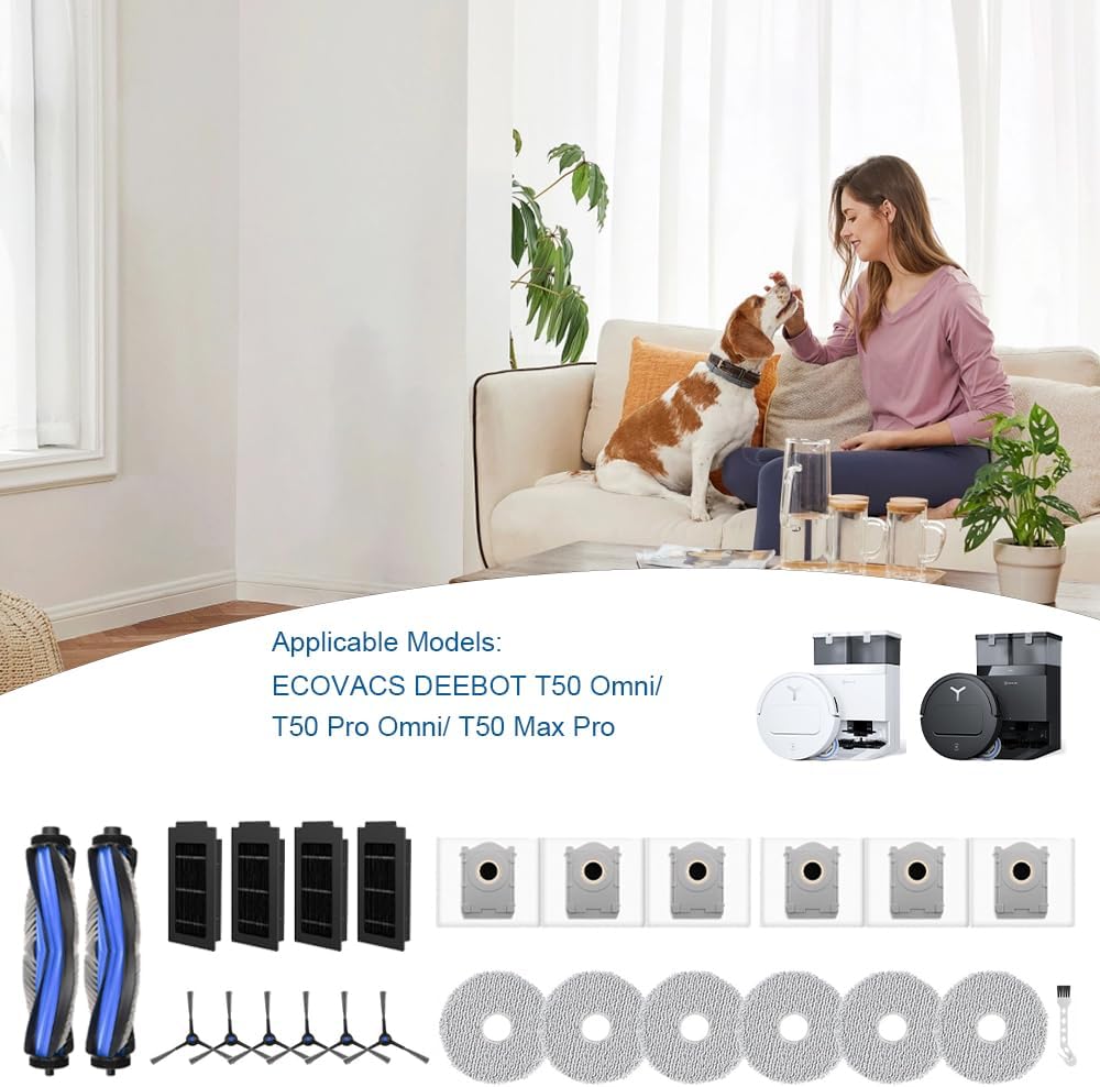 24 Stück T50 Omni Zubehörset für ECOVACS DEEBOT T50 Omni/T50 PRO Omni/T50 PRO Omni Gen2 Saugroboter,