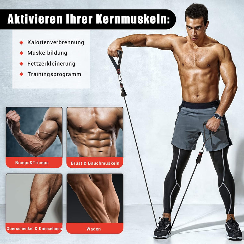 Resistance Bands Widerstandsbänder Set, 5 Fitnessbänder Expander Tube Bands, Fitnessband mit Grossem