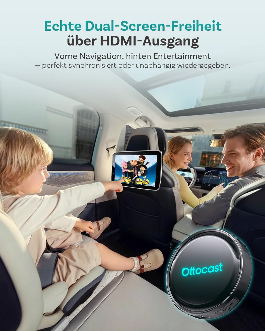 (2026 Neu) OTTOCAST P3 Pro CarPlay AI Box, 3-in-1 Wireless CarPlay & Android Auto Adapter mit HDMI-A