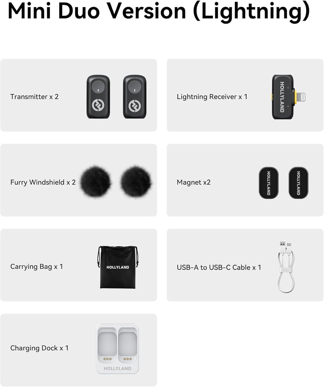 Hollyland Lark A1 Mini Duo Wireless Lavalier Mikrofon für iPhone14/13/12, Kabellos Mini Microphone m