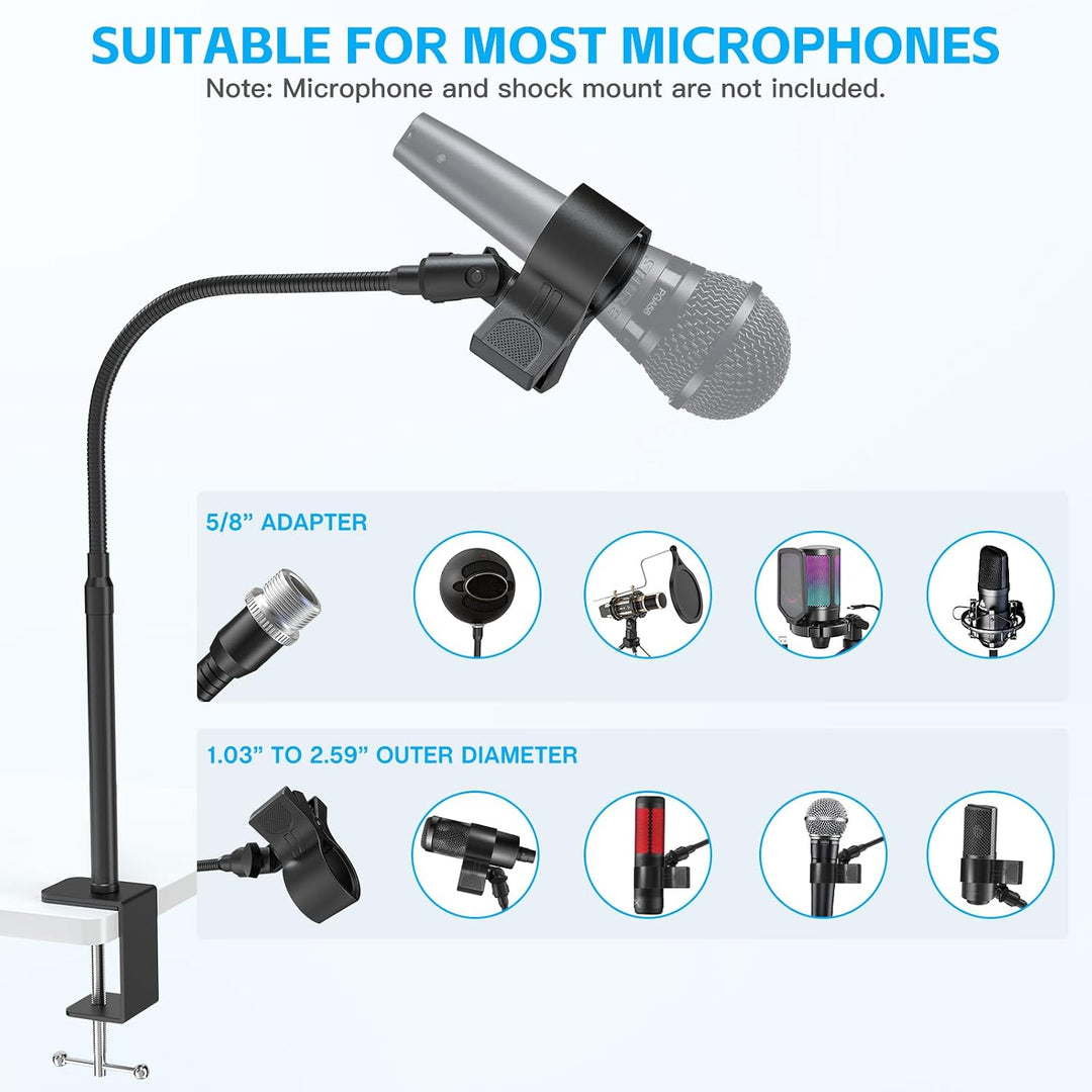 ZealSound Mikrofonarm, 19-Zoll-Schwanenhals mit kompakter Bauweise