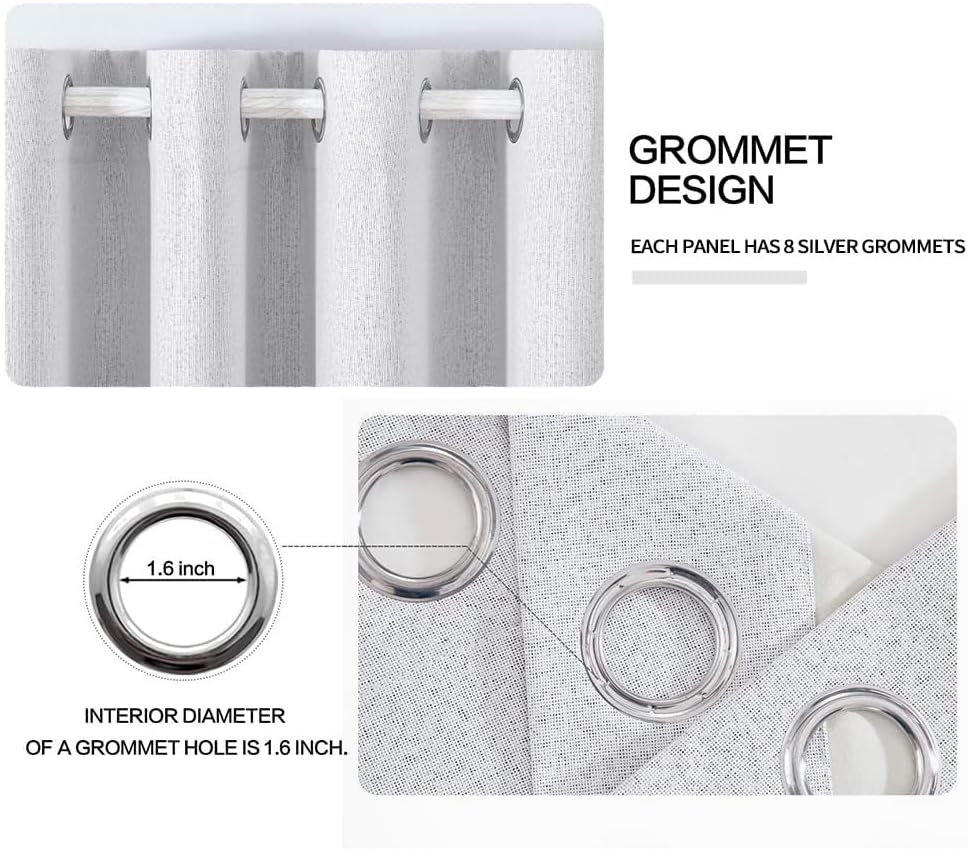 MIULEE Verdunklungsvorhänge mit ösen Gardinen Leinenoptik 2er Set 175 x 140 cm Grau Weiss Vorhang Bl