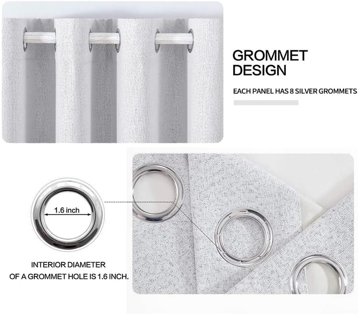 MIULEE Verdunklungsvorhänge mit ösen Gardinen Leinenoptik 2er Set 175 x 140 cm Grau Weiss Vorhang Bl