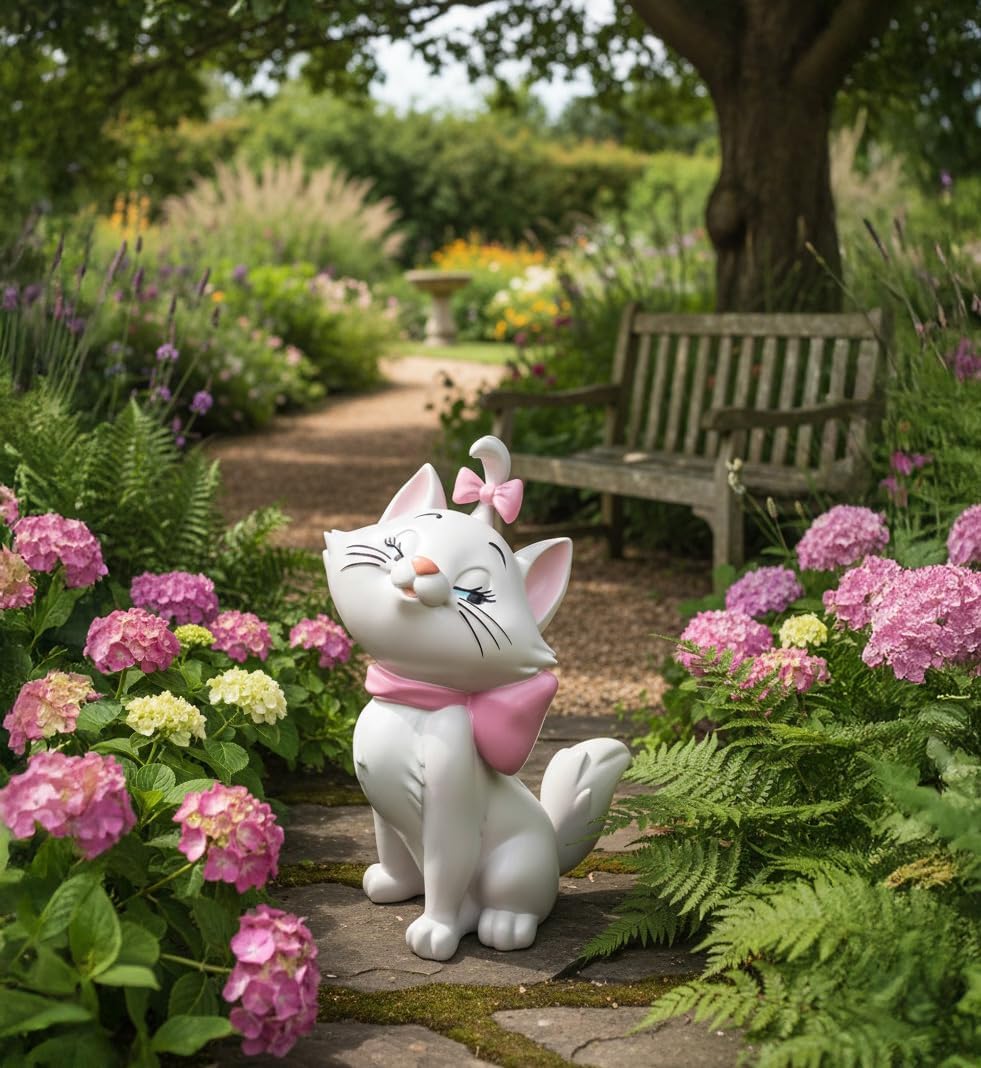 Gartenfigur Katze Marie 41cm Wetterfeste Disney Dekoration für Garten und Zuhause | 30cm Polyresin S