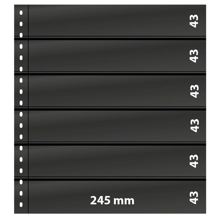 LINDNER Das Original Omnia Einsteckblatt mit 6 Streifen (43 mm) pro Seite, schwarz, 10er-Packung