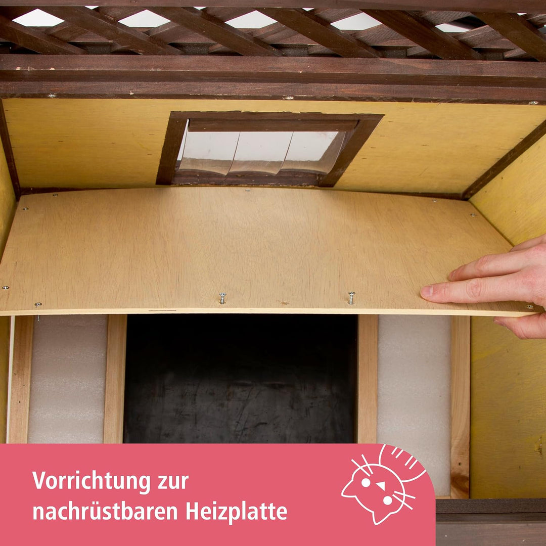 Kerbl Pet Katzenhaus 4-Seasons Deluxe mit Aussichtsplattform, für Sommer und Winter, wärmeisoliert,